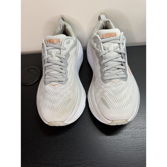 Hoka One One Bondi 8 Running Shoe Womens 9 Wide Sneaker 1127954 Gray Peach - Picture 6 of 14